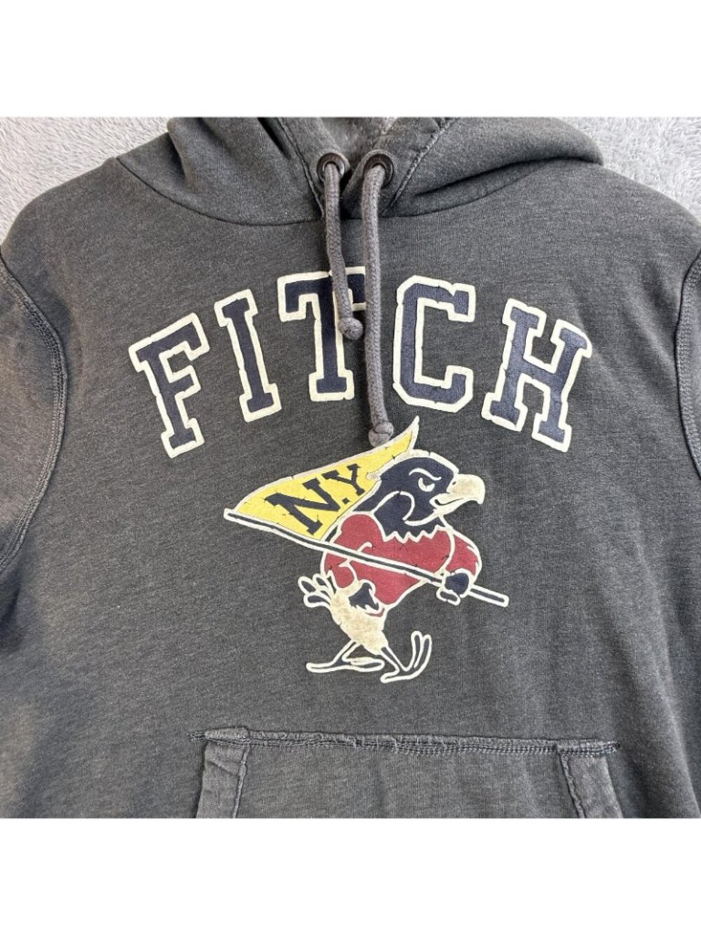 Vintage Abercrombie & Fitch Hoodie Men 2XL Gray Pullover Fleece Sweatshirt Fitch - Picture 6 of 14